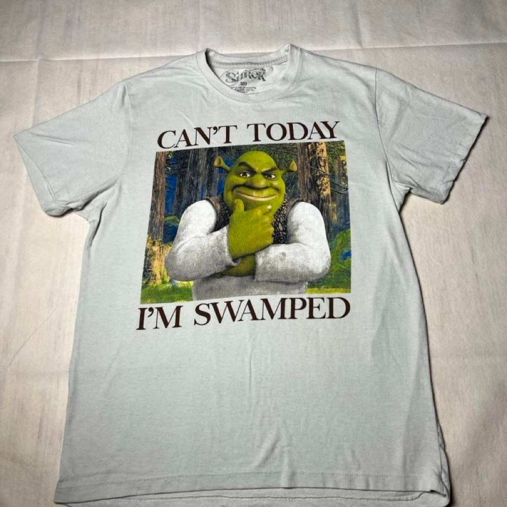 Shrek "Can't Today I'm Swamped" graphic tee with Shrek graphic